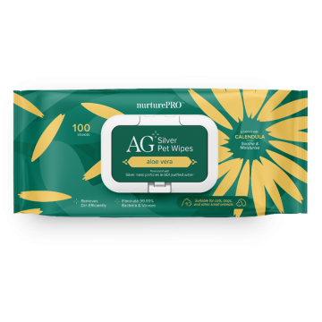 Nurture Pro Pet Wipes AG+ Silver Aloe Vera 100sheets (4 Packs)